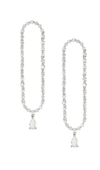 Anita Ko + Pavé Diamond & 18K White Gold Oval Drop Earrings