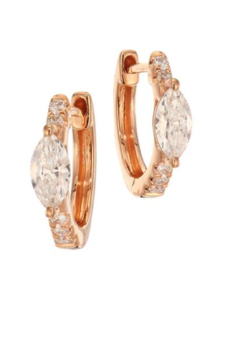 Anita Ko + Marquis Diamond & 18K Rose Gold Huggie Earrings