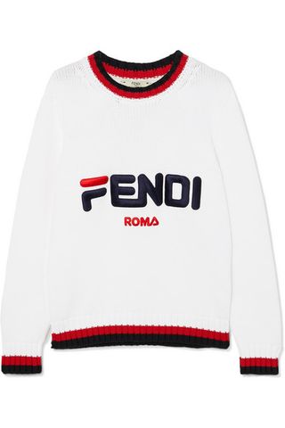 Fendi + Embroidered Striped Cotton Sweater