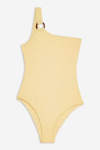 Topshop + Ribbed Ring One Shoulder Swimsuit