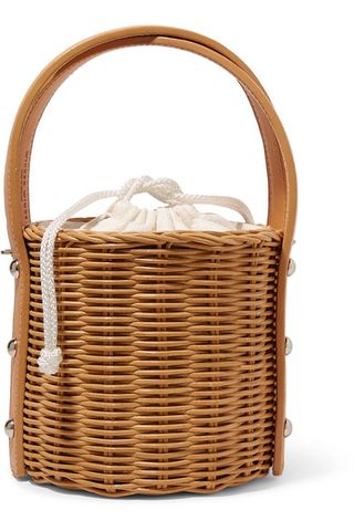 Wicker Wings + Quan Rattan and Leather Bucket Bag