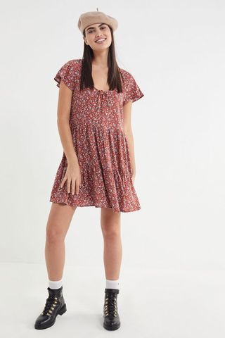 Urban Outfitters + Floral Tiered Babydoll Dress