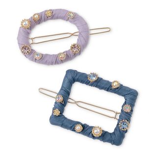 Oliver Bonas + Embellished Fabric Hair Clips Set of Two