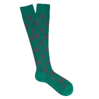 Gucci + GG-Intarsia Metallic Cotton-Blend Socks