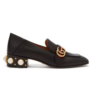 Gucci + Peyton Faux-Pearl Embellished Leather Loafers