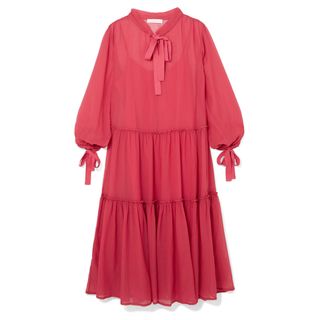 See by Chloé + Pussy-Bow Cotton and Silk-Blend Dress