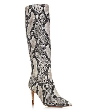 Aqua + Lenni Snake-Embossed Leather Tall Boots