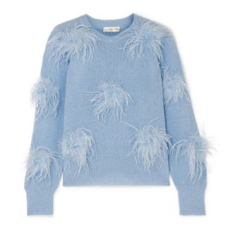Stine Goya + Candice Feather-Embellished Knitted Sweater