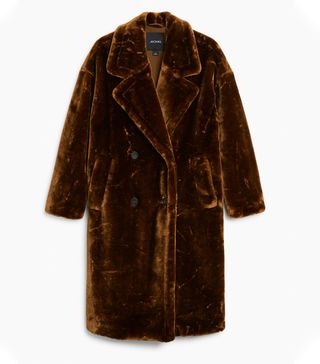Monki + Long Faux-Fur Coat