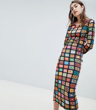House of Holland + Crochet Print Midaxi Dress