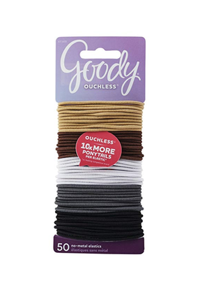 Goody + Ouchless Braided Hair Elastics, Value Pack, 2 mm, 50 Count