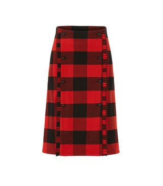 Scotch & Soda + Red Plaid Button Skirt