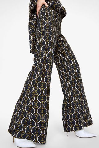 Zara + Flared Chain Print Pants