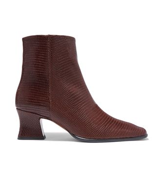 By Far + Naomi Lizard-Effect Leather Ankle Boots