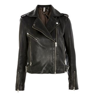 Topshop + Black Leather Biker Jacket