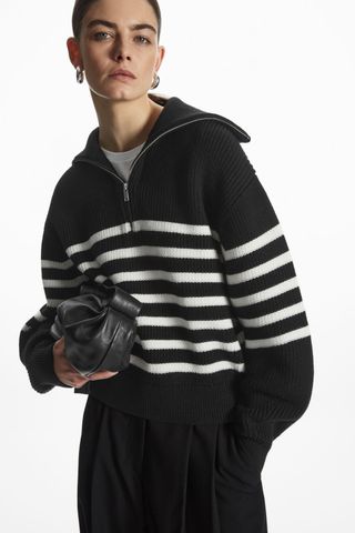 COS + Wool and Cotton Half-Zip Sweater