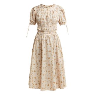 Brock Collection + Orsolina Striped Floral-Print Cotton Midi Dress