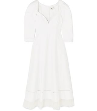 Khaite + Dina Lace-Trimmed Cotton-Poplin Midi Dress