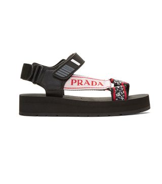Prada + Black & Red Velcro Nomad Sandals