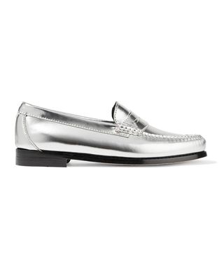 Re/Done + The Whitney Metallic Leather Loafers