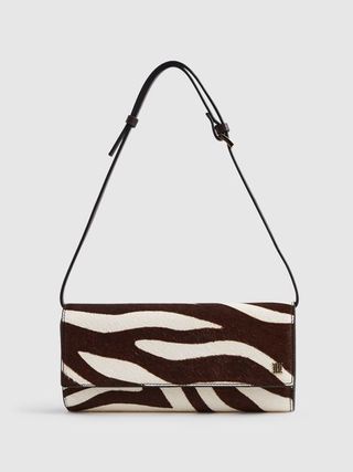 Reiss + Mocha Dakota Zebra Calf Hair Baguette Bag