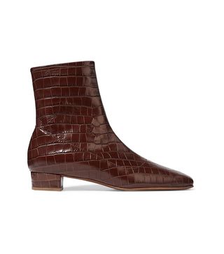 By Far + Este Croc Effect Leather Ankle Boots
