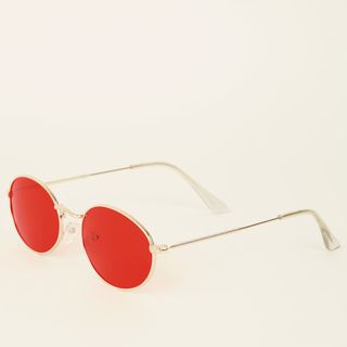 New Look + Red Tinted Oval Sunglasses