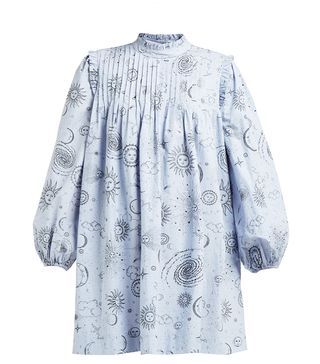 Ganni + Over the Moon-Print Poplin Mini Dress