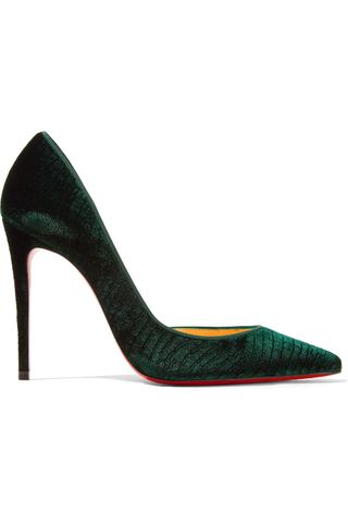 Christian Louboutin + Iriza 100 Croc-Effect Velvet Pumps