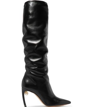 Nicholas Kirkwood + Mira Faux Pearl-Embellished Leather Knee Boots