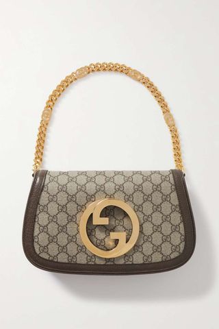 Gucci + New Blondie Textured Leather-Trimmed Printed Coated-Canvas Shoulder Bag