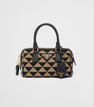 Prada + Symbole Embroidered Jacquard Fabric Top-Handle Bag