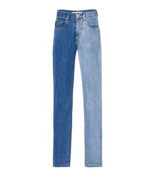 PushButton + Two-Tone Straight Leg Jeans