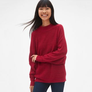 Gap + Slouchy Textured Mockneck Pullover Sweater
