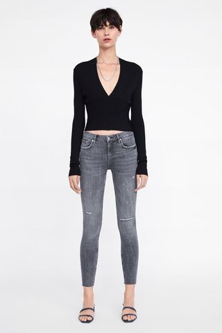 Zara + ZW Premium Skinny Jeans in Inox Gray