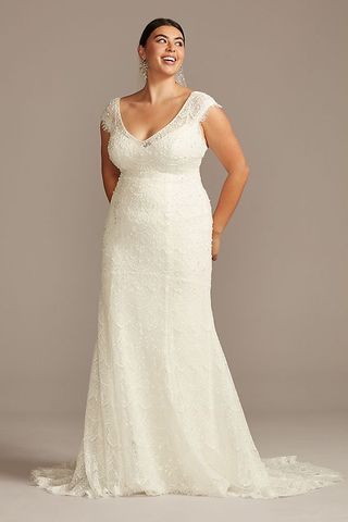 ASOS + Hand Beaded Cap Sleeve Plus Size Wedding Dress