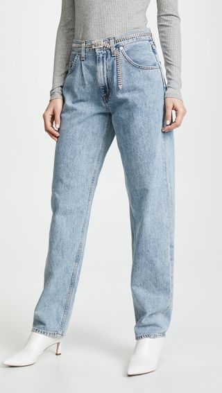 Agolde + Baggy Oversized Jeans With Pleats