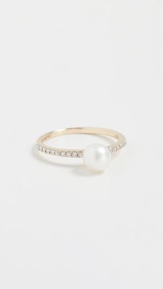 Mateo + 14k Gold & Diamond Pearl Sphere Ring