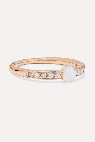 Pomellato + M'ama non M'ama 18-Karat Rose Gold, Mother-of-Pearl and Diamond Ring
