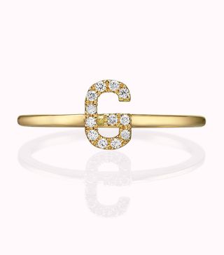 Magal + Diamond Solid Initial Ring