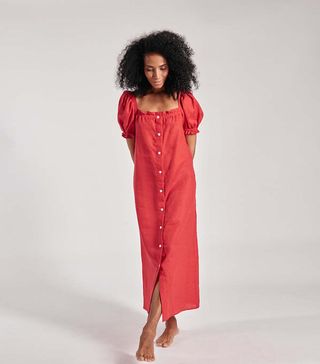 Sleeper + Brigitte Red Linen Maxi Dress