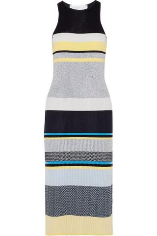 Victoria by Victoria Beckham + Striped Ribbed-Knit Midi Dress