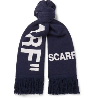 Off-White + Fringed Intarsia Wool-Blend Scarf