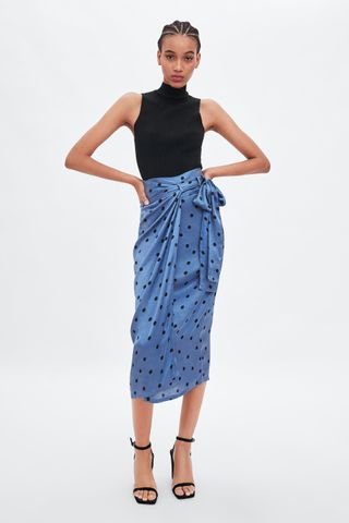 Zara + Polka Dot Pareo Skirt