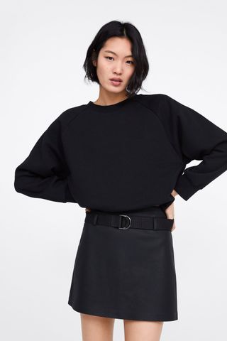 Zara + Faux Leather Mini Skirt With Belt