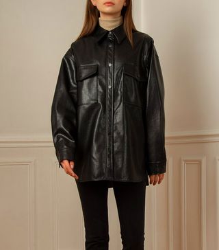 Pixie Market + Black Vegan Leather Shirt