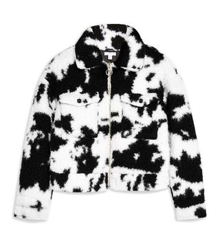 Topshop + Cow Faux Shearling Crop Jacket