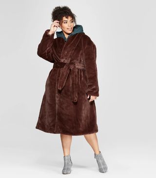 Who What Wear + Plus Size Faux Mink Robe Coat