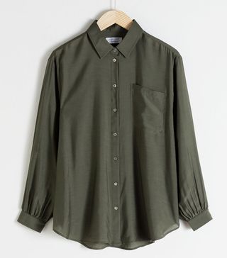 
Other Stories + Oversized Silk Blend Button Up Shirt