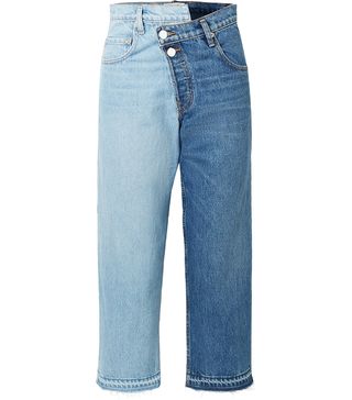 Monse + Two-Tone Distressed Mid-Rise Straight-Leg Jeans